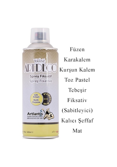 Fiksatif 400 Ml Sprey Artdeco 1 Adet Füzen Karakalem Toz Pastel Tebeşir Sabitleyici Kalıcı Şeffaf Mat Diğer