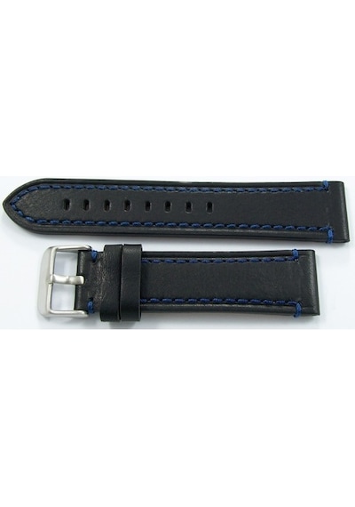 Bizon Siyah Deri Saat Kordonu 22Mm Lacivert Spor Dikişli Kayışı D (480009369)
