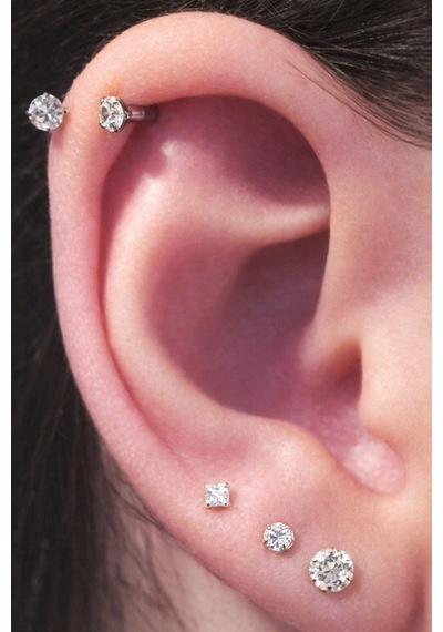 316l Cerrahi Çelik Silver İki Ucu Zirkon Taşlı 8mm Çap Piercing 1 Adet -kararma Yapmaz- Gümüş
