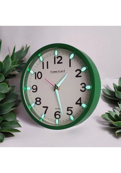 Fosforlu Karanlıkta Parlayan Küçük Çocuk Odası Yeşil Duvar Saati Çap 22 Cm Yeşil