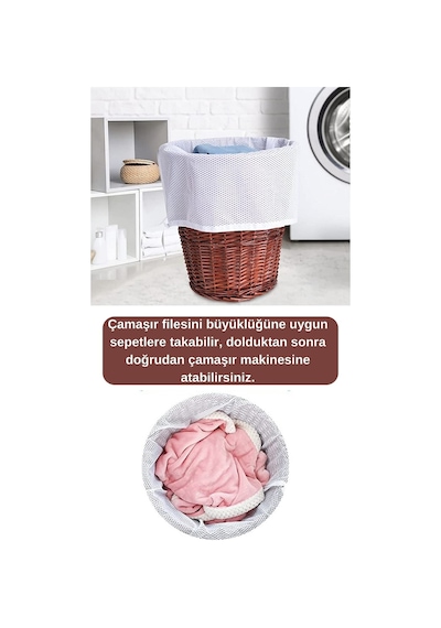 Eynel 1 Adet İpli Çamaşır Yıkama Filesi, Kirli Temiz Elbise Kıyafet Torbası Asker Üniversite Yurt Beyaz