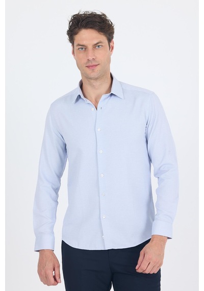 İmza Koyu Lacivert Uzun Kol Sert Yaka Cepsiz Slim Fit Pamuklu Gömlek 1004250225 Koyu Lacivert