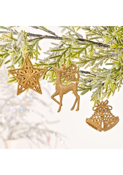 Karaca Home New Year Yeni Yıl  Glitter 3 Parça Ağaç Süsü Seti