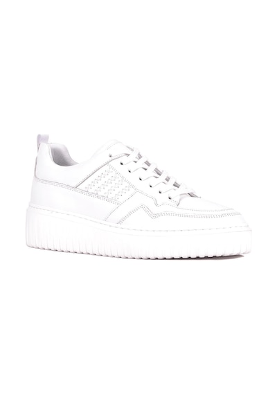 Shoetyle - Beyaz Hakiki Deri Bağcıklı Erkek Sneaker 115-k502-1331 Beyaz