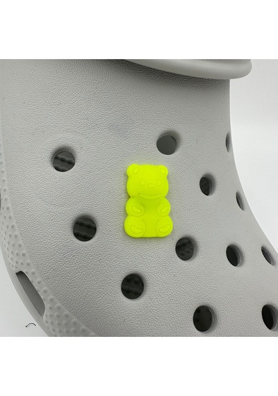 Crocs Terlik Süsü Ve Aksesuarı , Çanta Süsü Jibbitz Hribo Ayıcık Şeffaf Alt 01 Görsel Figür Aksesuar Sarı Neon