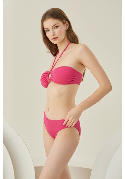 Loya Kadın Fuşya Reps Boyundan Bağlamalı Tek Üst Bikini Fuşya