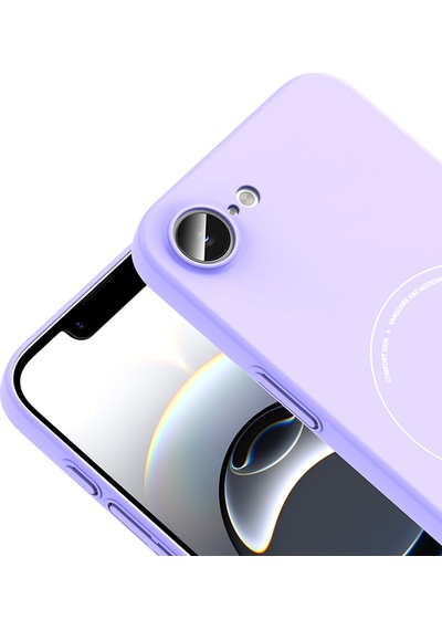 Maks Technology iPhone Uyumlu 16e Kılıf M-safe Şarj Özellikli Kamera Korumalı Mkst Elio Sert Pc Kapak - Lila