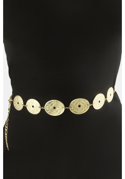 Oval - 776 - Metal Zincir - Glblseme - Kemer Sarı