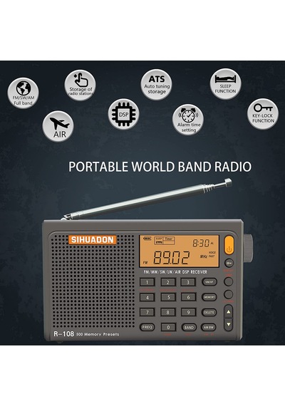 Sıhuadon R108 Kısa Dalga AM FM Radyo LW MW Hava Bandı Radyo