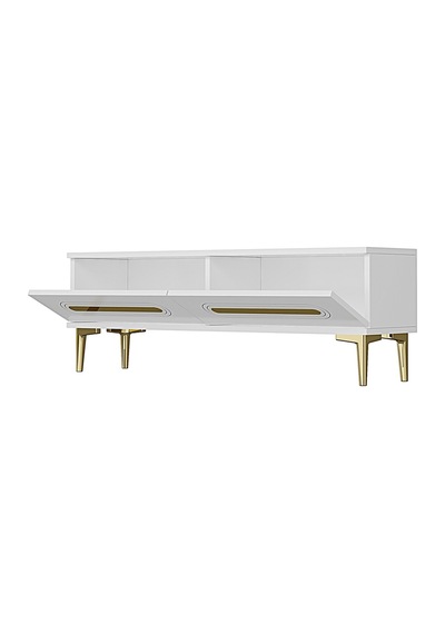 Tsa1220bg - Ranytv120 Tv Stand, Tv Sehpası Beyaz - Gold 120cm