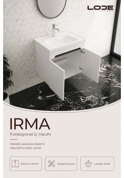 Lode Bath Irma Serisi Lavabolu Alt Banyo Dolabı, Kapaklı Banyo Alt Dolabı,seramik Lavabo Dahil 60 Cm Matbeyaz Lode Bath Irma Serisi Lavabolu Alt Banyo Dolabı, Kapaklı Banyo Alt Dolabı,seramik Lavabo Dahil 60 Cm Matbeyaz