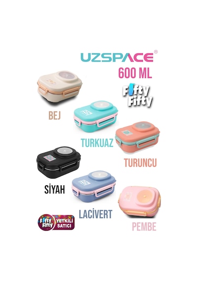 Uzspace 600 Ml Çorba Kaseli-çelik Kaşık Çatallı Paslanmaz Çelik Bento Lunch Box Yeni Nesil Sefer Tası-fflbox8021600 Pembe