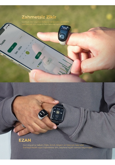 Iqibla Smart Ring J01 Jood Akıllı Zikir Yüzüğü Siyah