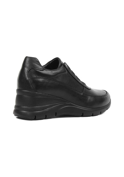 Kadın Siyah Dolgu Topuklu Deri Sneaker