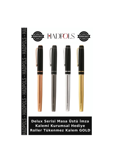 Delux Serisi Masa Üstü İmza Kalemi Kurumsal Hediye Roller Tükenmez Kalem Gold Altın