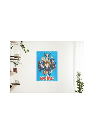 Anime K-on Karakterleri Mavı Desenli Tasarim Duvar Halısı