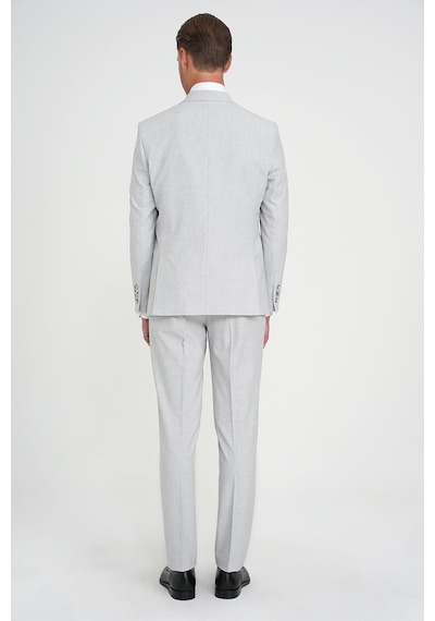 Efor Slim Fit Fleto Cep Pötikare Desenli Yelekli Gri Takım Elbise Tk 922 Gri