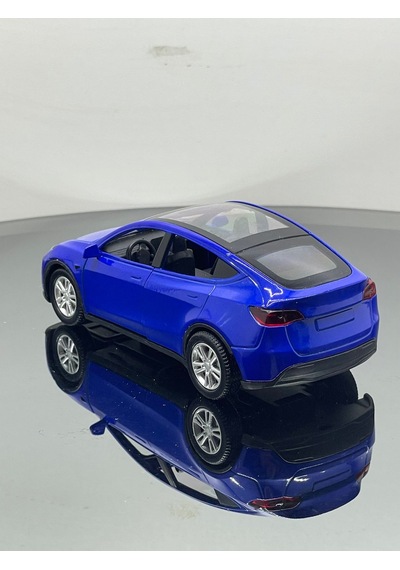 Tesla Model Y Koleksiyonluk Metal Sesli Işıklı Diest Car Oyuncak Model Araba 12 Cm - Mavi