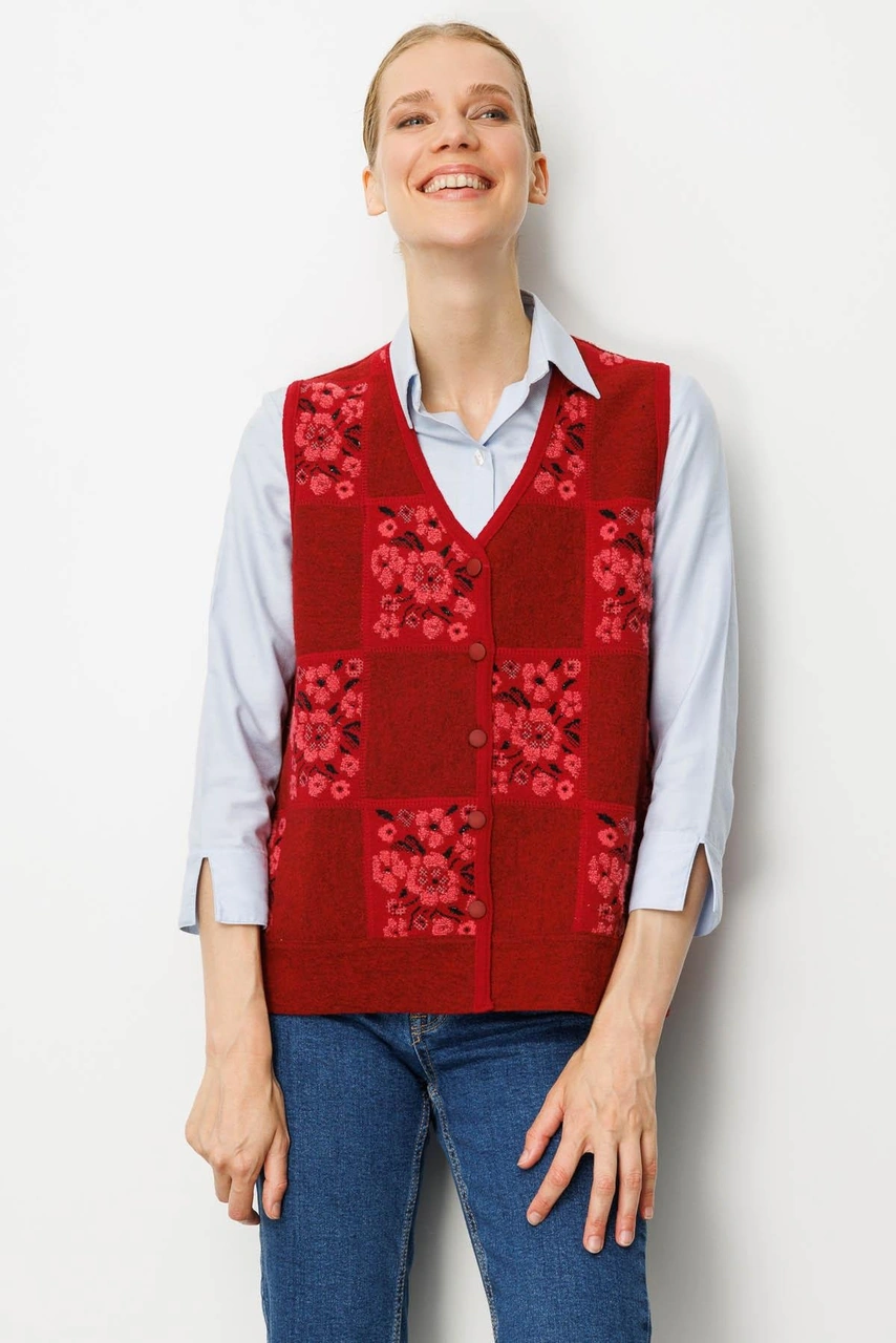 Desen Triko Kadın Pıtırcık Çiçekli Patchwork Keçe Yün Yelek Y.kırmızı Y.ş.pembe Y.kırmızı Y.ş.pembe Desen Triko Kadın Pıtırcık Çiçekli Patchwork Keçe Yün Yelek Y.kırmızı Y.ş.pembe Y.kırmızı Y.ş.pembe