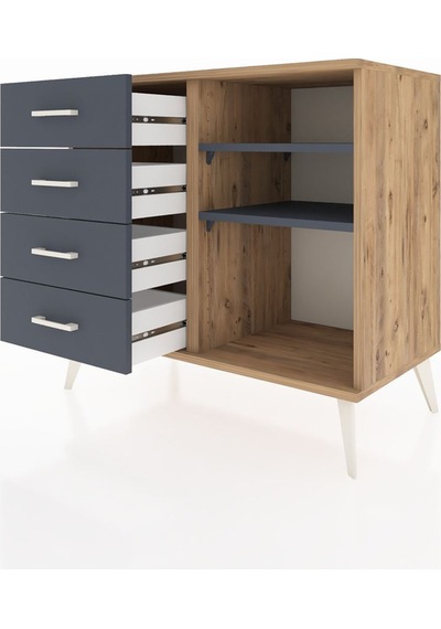 Hyperion Şifonyer 2 Raflı 4 Çekmeceli 88x44x80 Çam-antrasit Antrasit Hyperion Şifonyer 2 Raflı 4 Çekmeceli 88x44x80 Çam-antrasit Antrasit