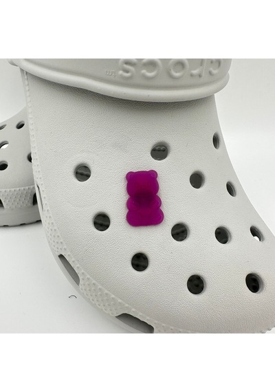 Crocs Terlik Süsü Ve Aksesuarı , Çanta Süsü Jibbitz Hribo Ayıcık Şeffaf Alt 02 Görsel Figür Aksesuar Mürdüm