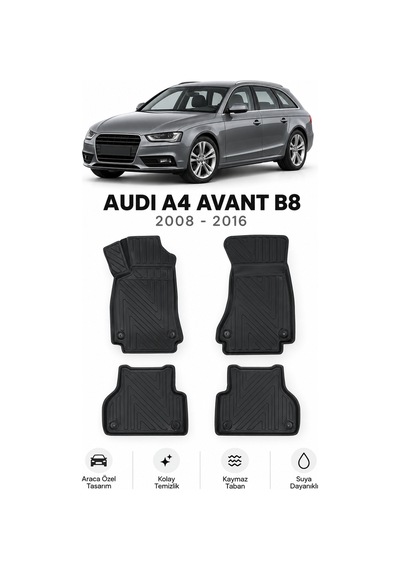 Audi A4 Avant B8 2011 Karbon Desenli Premium 3d Havuzlu Oto Paspas 4 Parça