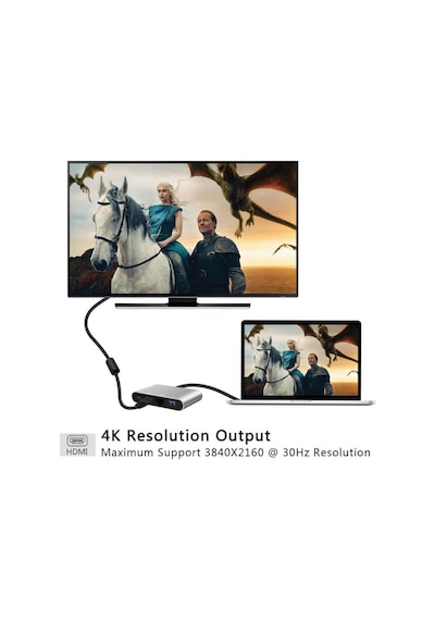 4In1 Type C To Usb 3.0 + Hdmi + Gigabit Ethernet + Type-C Adaptör (539269031)