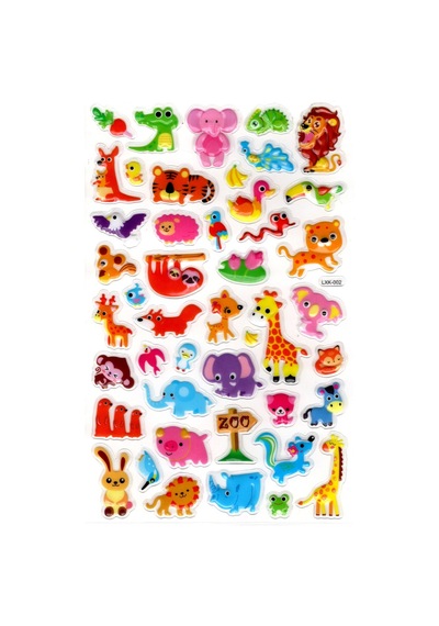 Sticker Kabartmalı Stiker Defter Planlayıcı Etiket L x k-002 - 22 x 14 CM - Minik Sevimli Hayvanlar