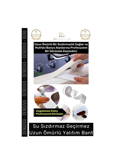 Premium Su Geçirmez Sızdırmaz Dayanıklı Lavabo Pvc Kenar Küf Önleyici 3.2m 20 Adet İzolasyon Bant