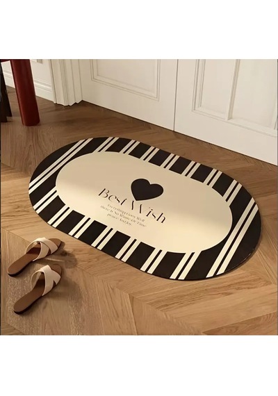 Best Wish Tekli Banyo Paspası, Kaydırmaz Tabanlı Djtbanyo Renkli