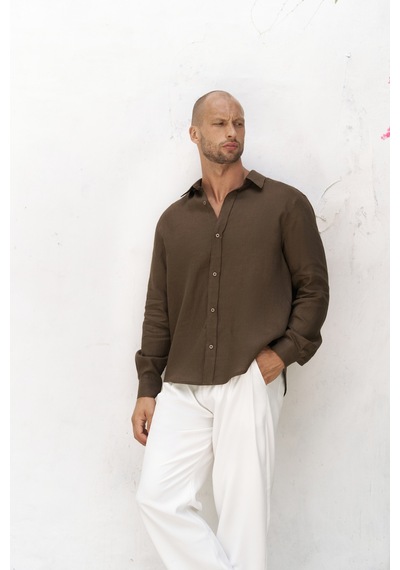 Mai Collection Mai Studios Co. Bice Kahve Keten Oversize Erkek Gömlek Kahve Mai Collection Mai Studios Co. Bice Kahve Keten Oversize Erkek Gömlek Kahve