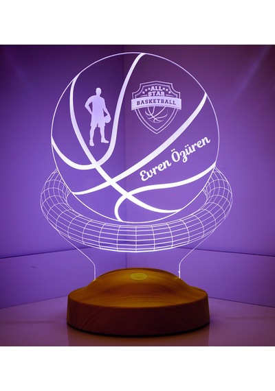 Kişiye Özel 3 Boyutlu Basketbol Led Lamba