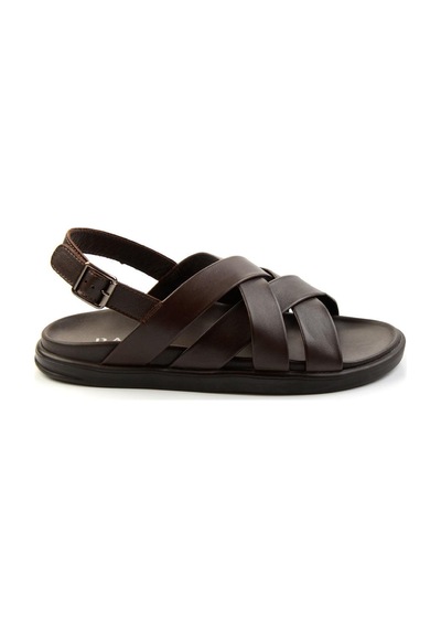 Kahve Hakiki Deri Erkek Sandalet E05863955543