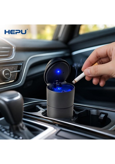 HEPU HP-77 Oto Araç Içi Mavi Led Işıklı Küllük Araba Kül Tablası