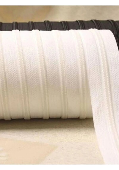 Fermiks 20 Metre Tip3 Beyaz Ince Diş Fermuar Ve 40 Adet Beyaz Başlık