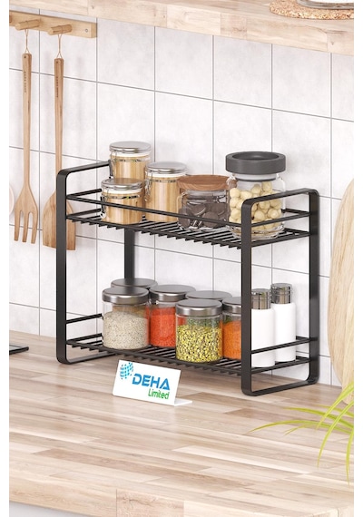 Masa Tezgah Üstü Düzenleyici Metal Organizer Raf Banyo Mutfak Rafı Baharatlık Makyaj Standı
