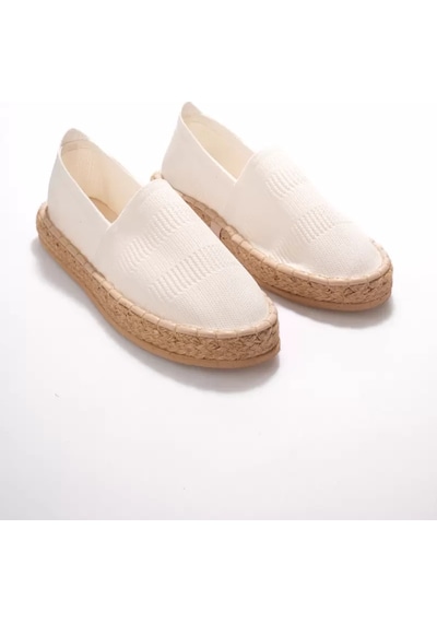 TRENDELLA Kadın Beyaz Triko Jüt Sargı El Yapımı Espadril Tr44my01b Kırmızı