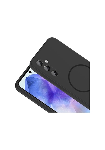 Samsung Uyumlu Galaxy A57 Kılıf Kamera Çıkıntılı Magsafe Şarj Özellikli Lüx Meta Kapak Siyah