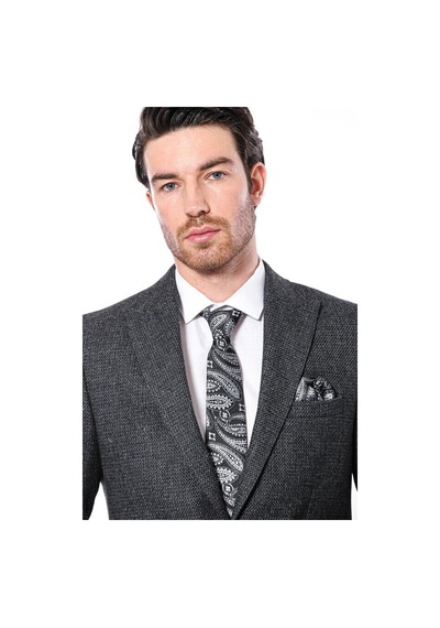 Sivri Yaka Tek Düğme Füme Slim Fit Ceket Wessi 001