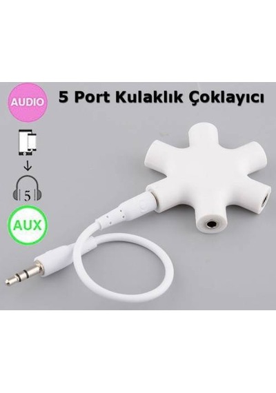 Kulaklık Çoklayıcı 5 Port 3.5Mm Çoğaltıcı Apple Uyumlu iPhone iPad Samsung Lg