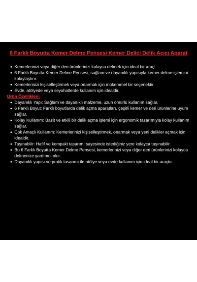 Çok Başlıklı Deri Delme Pensesi 6 Ölçülü Profesyonel Kemer Delme Aparatı Ayarlanabilir Delik Açma Pensesi 1 Çok Başlıklı Deri Delme Pensesi 6 Ölçülü Profesyonel Kemer Delme Aparatı Ayarlanabilir Delik Açma Pensesi 1