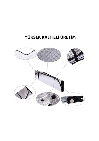 Katlanabilir Parlak Oto Araba Ön Cam Güneşlik 130 Cm X 60 Cm Uyumlu