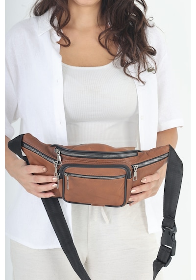 Nahitatyana Unisex Taba Çok Cepli Hakiki Deri Freebag Bel Çantası Ve Omuz Çantası Taba - 121763658 Taba