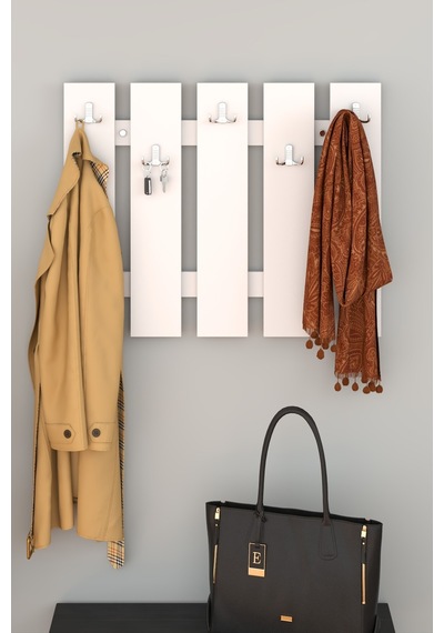 Modern Beyaz Duvar Çit Askılık - 75 Cm Dekoratif 5'li Antre Ve Elbise Askısı Beyaz Beyaz Modern Beyaz Duvar Çit Askılık - 75 Cm Dekoratif 5'li Antre Ve Elbise Askısı Beyaz Beyaz
