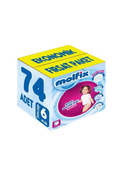 Molfix Külot Bebek Bezi Beden:6 15+kg Extra Large 74 Adet 2'li