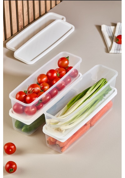3'lü Vakumlu Erzak Saklama Kabı Bakliyat Kabı Buzdolabı Düzenleyici 3x1400ml Çok Renkli