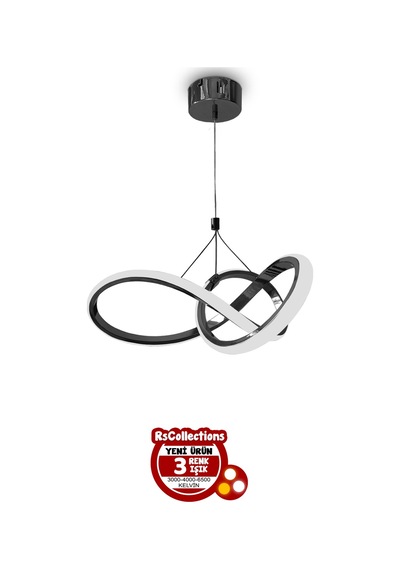 Düz 3 Renk Kardelen Model Beyaz- Sarı- Gün Işığı Modern Sarkıt Led Avize Siyah 3 Renk