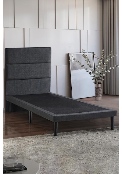 Niron Slim Baza Ve Başlık Takımı 90x190 Tek Kişilik Gri Kumaş Kaplı Metal Karyola Ve Başlık Seti Niron Slim Baza Ve Başlık Takımı 90x190 Tek Kişilik Gri Kumaş Kaplı Metal Karyola Ve Başlık Seti