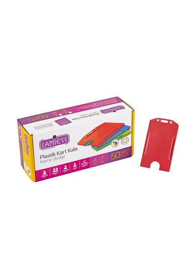 Lamiess Lms 217 Dikey Plastik Kart Kabı Kırmızı 50'Li