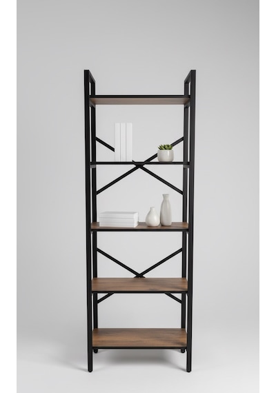 Modern 5 Raflı Kitaplık Geniş Metal Kitaplık Dosya Rafı Ofis Salon Raf Ceviz Ceviz - Siyah Modern 5 Raflı Kitaplık Geniş Metal Kitaplık Dosya Rafı Ofis Salon Raf Ceviz Ceviz - Siyah